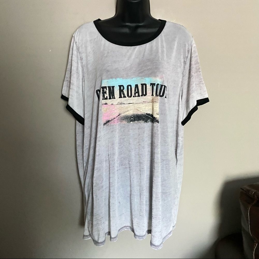 LORENA Rose Open Road Trip Comfy Gray Shirt Oversized - Picture 2 of 8